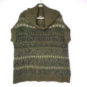 Free People Snow Bunny Fair Isle Wool Blend Sweater Small Green Dolman Sleeve